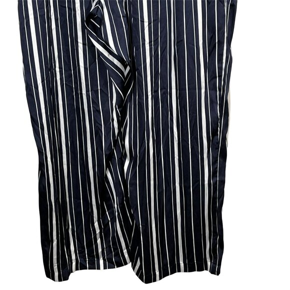 H and M Pants Womens Plus Size 24 Satin Wide Leg High Rise Blue Striped Casual - Picture 9 of 12